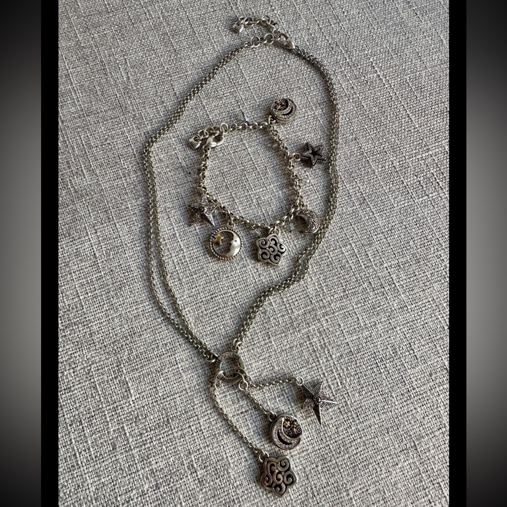 Brighton Silver Charm Necklace and Bracelet Set
